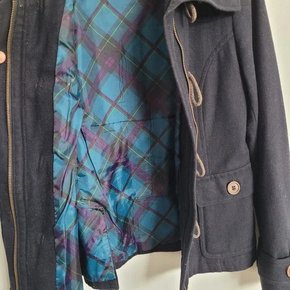 Vintage dELiA*s Women's Navy Blue Toggle Pea Coat M Wool Blend Jacket Y2K Preppy - Picture 6 of 13